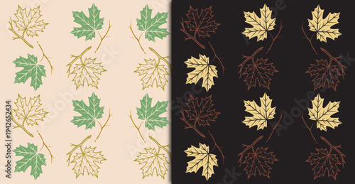 Maple Leaf seamless Pattern Illustration Vector Seamless Background for Autumn Decor, Canadian Symbol Art, and Textile Design
