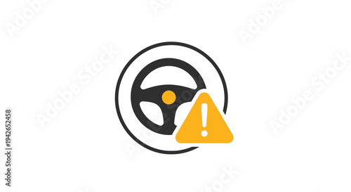 Warning Steering Wheel Icon.