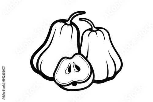 Cartoon Rose Apple with White Background and Bold Outline