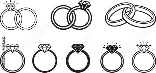 Wallpaper Mural Engagement Diamond Rings And Wedding Bands Vector Torontodigital.ca
