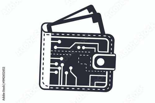 Circuit Board Pattern Wallet on White Background Design