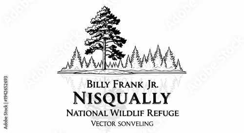 A lone pine stands tall over a serene forest landscape reflected in water