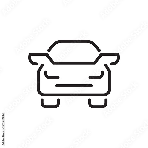 Minimal car front line icon representing automobiles, personal vehicles and road transportation