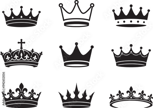 Wallpaper Mural Royal Crown Icons King Queen Monarchy Vector Torontodigital.ca