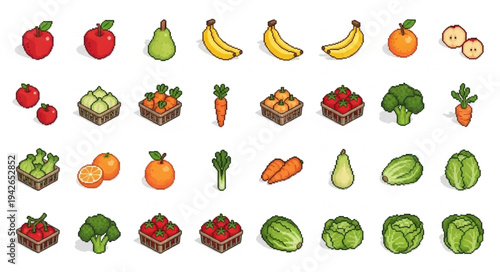 Collection of Various Fresh Fruits Vegetables.