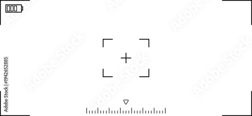 Camera viewfinder interface, video frame. Surveillance screen, record frame doodle. 