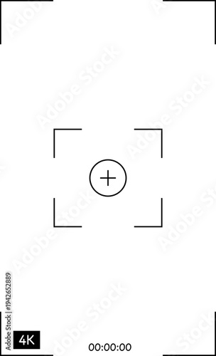 Camera viewfinder interface, video frame. Surveillance screen, record frame doodle. 
