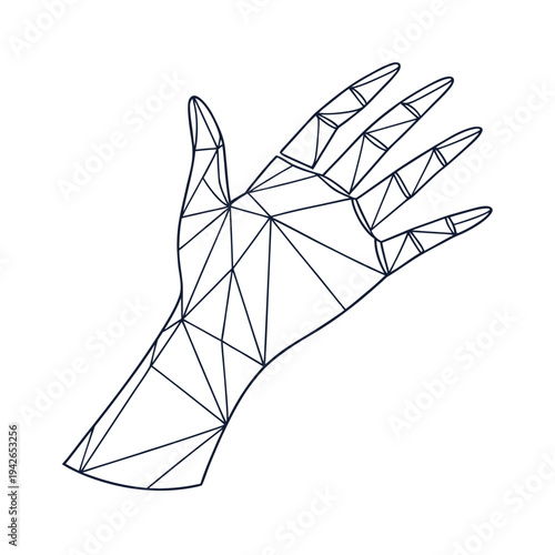 Geometric polygonal hand vector illustration