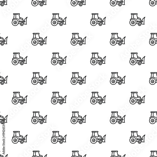 Tractor with front plow equipment icons repeating on a white background