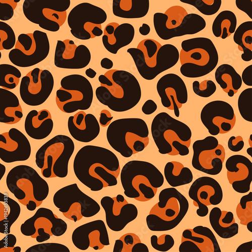 Leopard skin seamless vector pattern. Animal safari spotted print. Endless background for fabric and wallpaper.