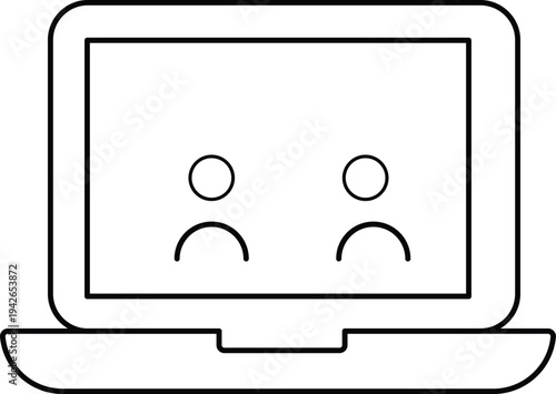 Online Video Conference Meeting Line Icon – Virtual Webinar Laptop Communication Vector