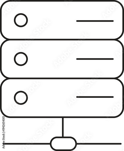 Server Database Line Icon – Data Storage Hosting Infrastructure Vector