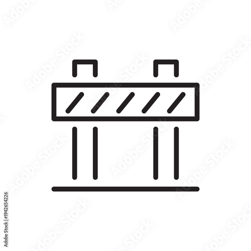 Minimal road barrier line icon representing traffic construction zones, roadblocks and transportation infrastructure warnings.