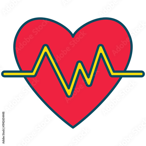 Red Heart with EKG Line