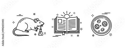 Rat experimentation: scientific research with books and petri dishes