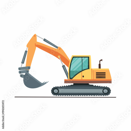 An excavator digs deeply on a construction site with heavy machinery.