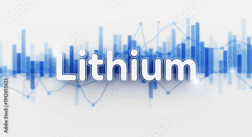 Abstract blue bar graph with the word Lithium overlayed