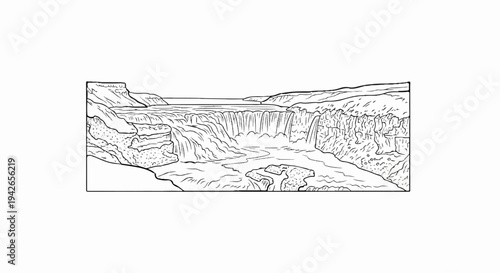 Majestic multi-tiered waterfall cascading through rugged, rocky terrain