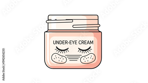 Cosmetic jar of under-eye cream featuring soothing eye patches on the label for skincare and beauty treatment routines.