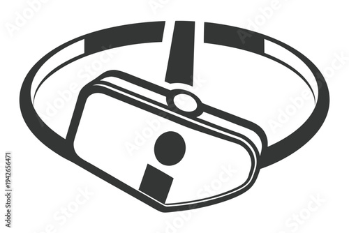 Headlamp icon, abstract head band light design on white background