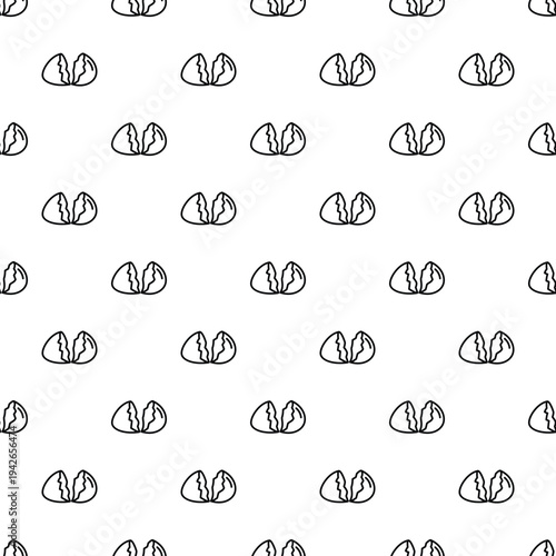 Broken eggshell icons creating a simple line art seamless pattern on a white background
