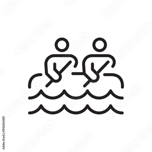 Minimal swimming activity line icon representing water sports, swimming exercise and aquatic fitness.