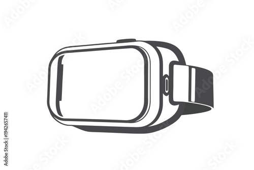 Isolated Gray Virtual Reality Headset Detailed on White Background