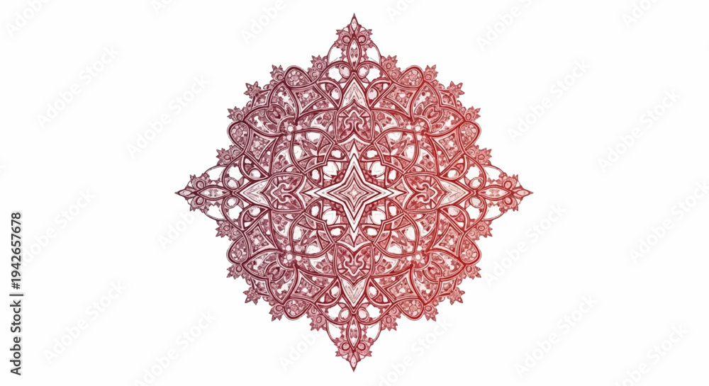 Fototapeta premium Ornate circular red mandala with intricate details