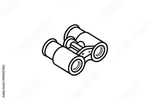 Isolated Outline Binoculars on White Background