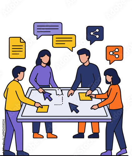 Modern business flat tech people illustration