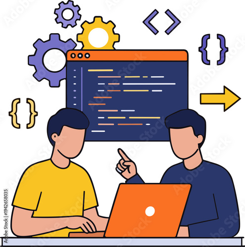 Modern business flat tech people illustration