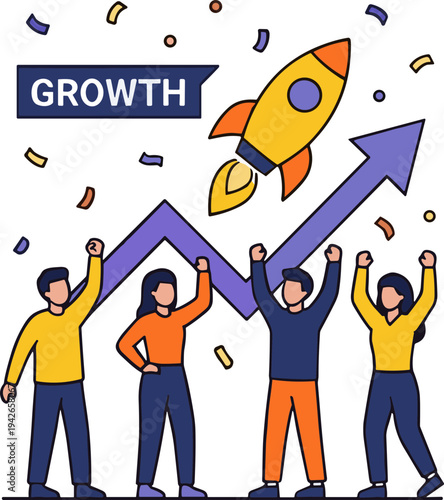 Modern business flat tech people illustration