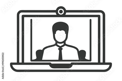 Laptop Webcam Showing Business Team On Screen, Design