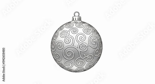A metallic Christmas ornament with embossed spiral patterns and a decorative cap