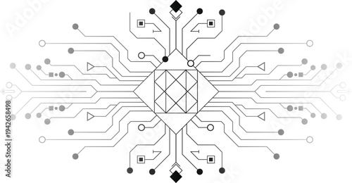Abstract Geometric Circuit Board Pattern - Technology and Connection Concept, Scalable Vector Illustration