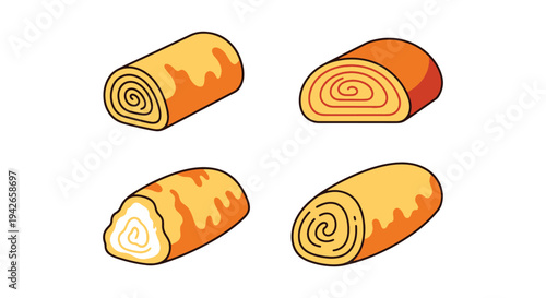 Japanese Omelette Line art clean contemporary abstract style vector