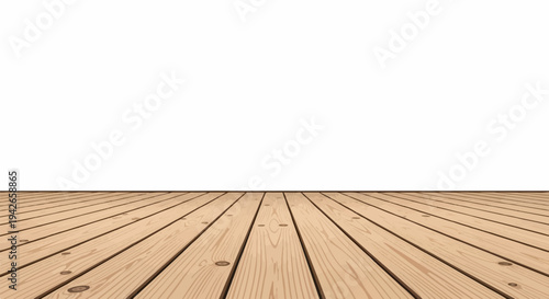 Light brown wooden planks arranged in a perspective view against a white background
