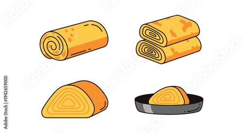 Japanese Omelette Line art colorful creative abstract illustration
