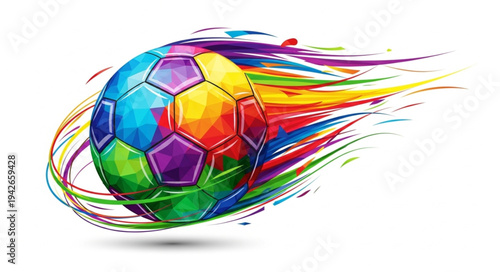 Colorful Soccer Ball in Motion.