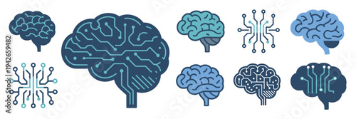 Neural pathway and circuit brain icons – Suitable for science apps.