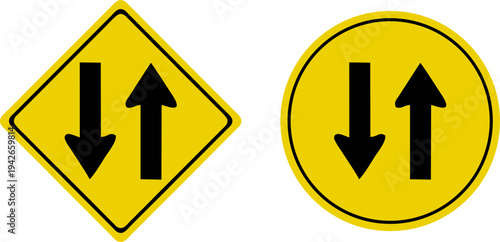 Two Way Traffic Warning Road Signs