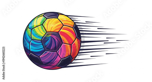 Colorful Soccer Ball in Motion.