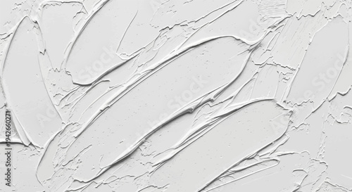 Thick white paint applied with broad strokes, creating a textured, abstract surface
