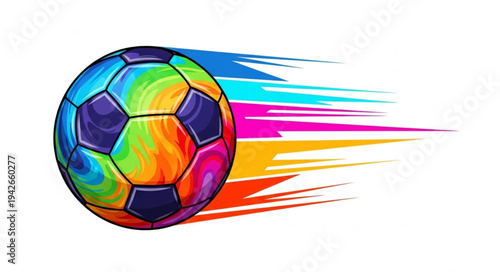 Colorful Soccer Ball in Motion.