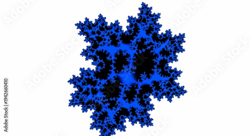 Intricate blue fractal pattern with black negative space, star-like