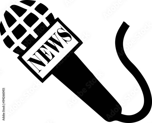 Press Microphone for News Report Interview