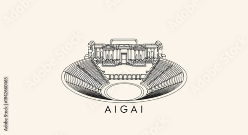 Ancient Greek theatre with ornate stage building and tiered seating