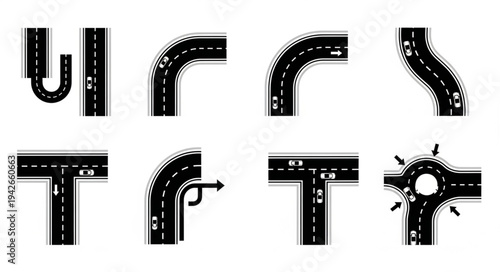 Road Junctions and Intersections - A Collection of Vector Illustrations.