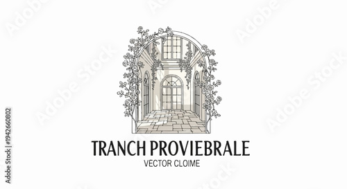 Ornate archway with roses framing a sunlit interior hallway