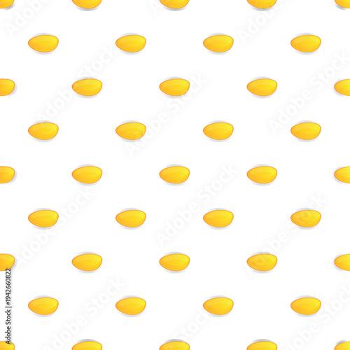 Yellow oval pills forming a digital seamless medical pattern on white background